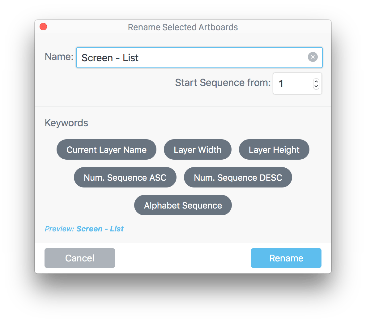 Rename It Sketch Plugin That Batch Renames Layers And A